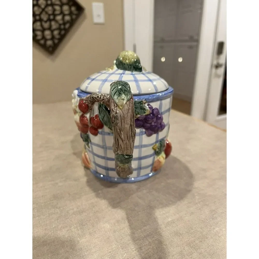 Fitz and Floyd Omnibus Vintage Fruit Arbor Teapot And Sugar Bowl 1994